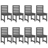 11 Piece Garden Dining Set Grey Solid Wood Pine - Rear View
