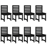 11 Piece Garden Dining Set Black Solid Wood Pine - Rear View