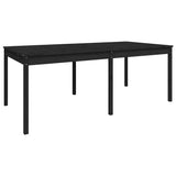 11 Piece Garden Dining Set Black Solid Wood Pine - Low Angle