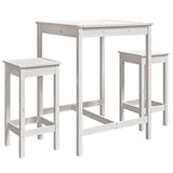 3 Piece Garden Bar Set White Solid Wood Pine - Front View