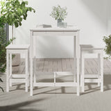 3 Piece Garden Bar Set White Solid Wood Pine - Side View