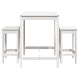 3 Piece Garden Bar Set White Solid Wood Pine - Top-Down View