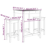 3 Piece Garden Bar Set White Solid Wood Pine - Extra Image