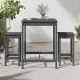 3 Piece Garden Bar Set Grey Solid Wood Pine