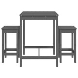 3 Piece Garden Bar Set Grey Solid Wood Pine