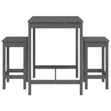 3 Piece Garden Bar Set Grey Solid Wood Pine - Top-Down View