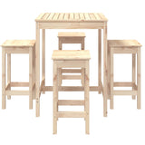 5 Piece Garden Bar Set Solid Wood Pine - Top-Down View