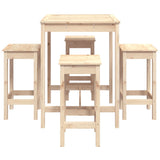 5 Piece Garden Bar Set Solid Wood Pine - 45-Degree Angle