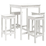 5 Piece Garden Bar Set White Solid Wood Pine - Front View