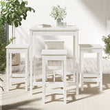 5 Piece Garden Bar Set White Solid Wood Pine - Side View