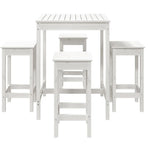 5 Piece Garden Bar Set White Solid Wood Pine