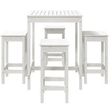 5 Piece Garden Bar Set White Solid Wood Pine - Top-Down View