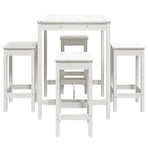 5 Piece Garden Bar Set White Solid Wood Pine