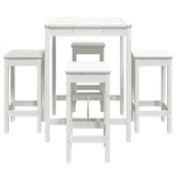 5 Piece Garden Bar Set White Solid Wood Pine - 45-Degree Angle
