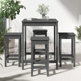 5 Piece Garden Bar Set Grey Solid Wood Pine