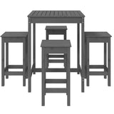 5 Piece Garden Bar Set Grey Solid Wood Pine - Top-Down View