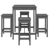 5 Piece Garden Bar Set Grey Solid Wood Pine