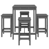 5 Piece Garden Bar Set Grey Solid Wood Pine - 45-Degree Angle