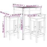 5 Piece Garden Bar Set Grey Solid Wood Pine