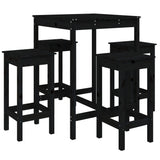 5 Piece Garden Bar Set Black Solid Wood Pine - Front View