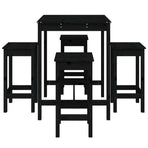 5 Piece Garden Bar Set Black Solid Wood Pine