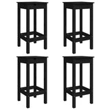 5 Piece Garden Bar Set Black Solid Wood Pine - Rear View