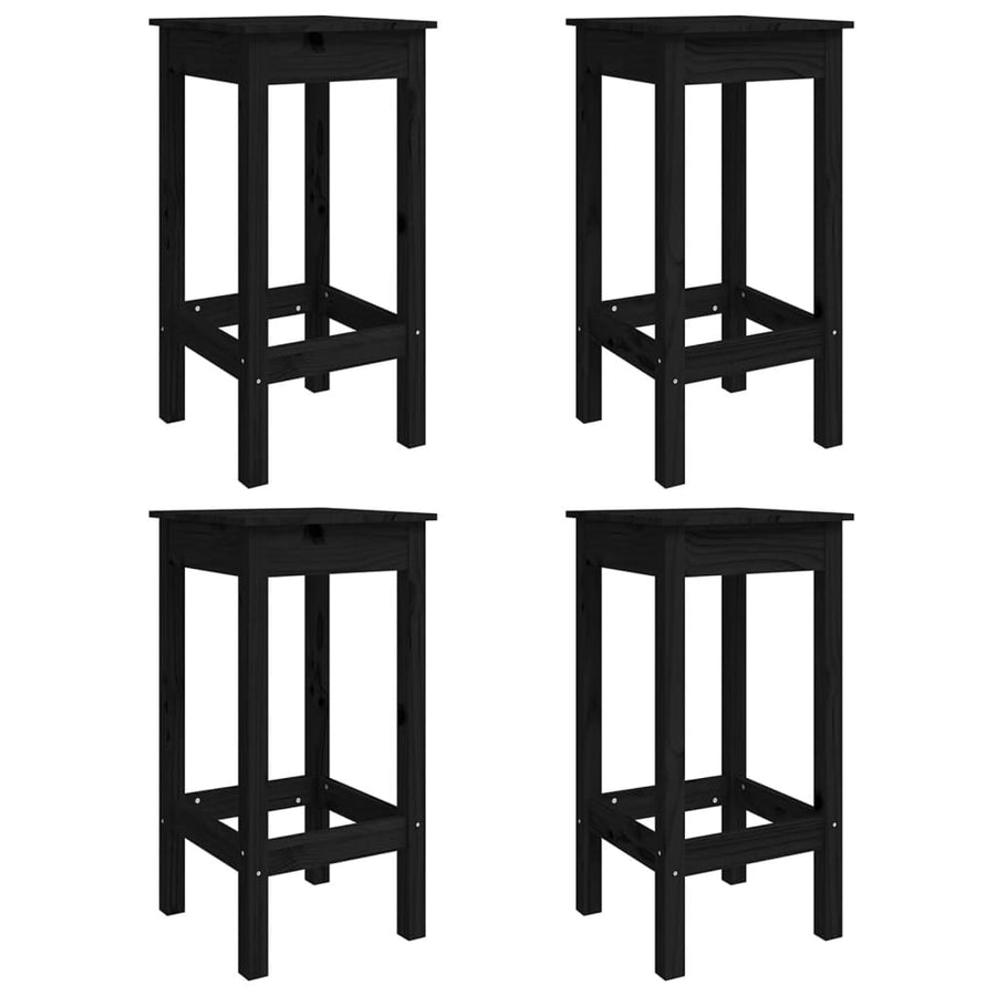 5 Piece Garden Bar Set Black Solid Wood Pine