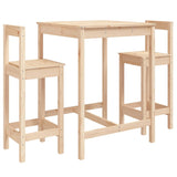 3 Piece Garden Bar Set Solid Wood Pine - Front View