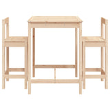 3 Piece Garden Bar Set Solid Wood Pine - Top-Down View