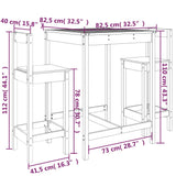 3 Piece Garden Bar Set Solid Wood Pine - Extra Image