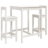 3 Piece Garden Bar Set White Solid Wood Pine - Front View