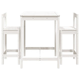 3 Piece Garden Bar Set White Solid Wood Pine - Top-Down View