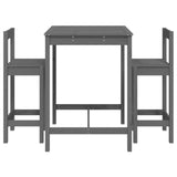 3 Piece Garden Bar Set Grey Solid Wood Pine - Top-Down View