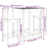 3 Piece Garden Bar Set Grey Solid Wood Pine