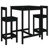 3 Piece Garden Bar Set Black Solid Wood Pine - Front View