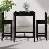 3 Piece Garden Bar Set Black Solid Wood Pine - Side View