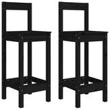 3 Piece Garden Bar Set Black Solid Wood Pine - 45-Degree Angle