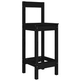 3 Piece Garden Bar Set Black Solid Wood Pine - Rear View