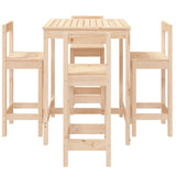 5 Piece Garden Bar Set Solid Wood Pine - Top-Down View