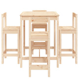 5 Piece Garden Bar Set Solid Wood Pine - 45-Degree Angle