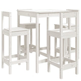 5 Piece Garden Bar Set White Solid Wood Pine - Front View