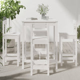 5 Piece Garden Bar Set White Solid Wood Pine - Side View