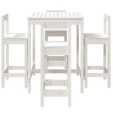 5 Piece Garden Bar Set White Solid Wood Pine