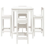 5 Piece Garden Bar Set White Solid Wood Pine - 45-Degree Angle