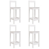 5 Piece Garden Bar Set White Solid Wood Pine - Rear View