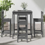 5 Piece Garden Bar Set Grey Solid Wood Pine