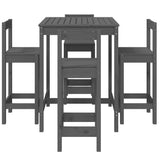 5 Piece Garden Bar Set Grey Solid Wood Pine - Top-Down View