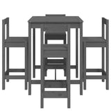 5 Piece Garden Bar Set Grey Solid Wood Pine