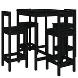 5 Piece Garden Bar Set Black Solid Wood Pine - Front View