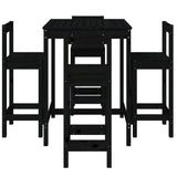 5 Piece Garden Bar Set Black Solid Wood Pine - Top-Down View